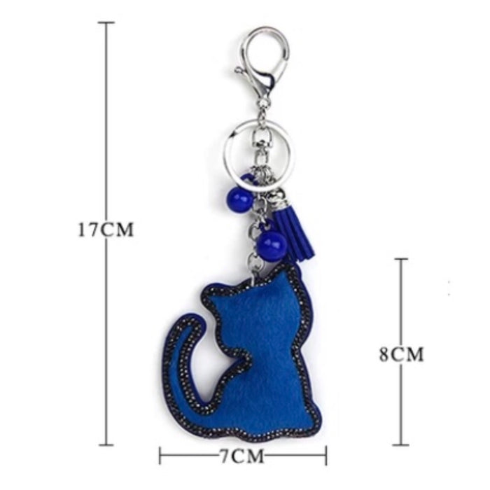 ✨ KeyChain / Bag Charm: Cat ~ Fuzzy/Sparkley ~ Gray 🐱