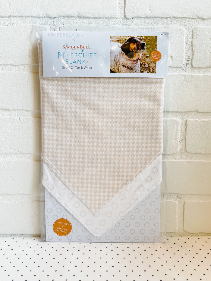 Kimberbell Pet Kerchief Set of 2, Tan & White