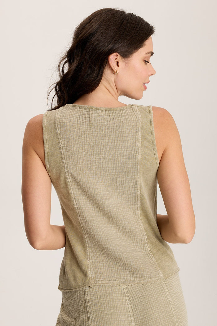 XCVI Kirkley Gauze/Jersey V-Neck Tank
