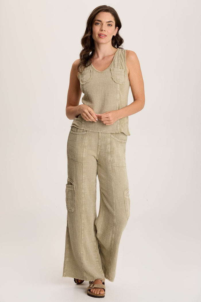 XCVI Kirkley Gauze/Jersey V-Neck Tank