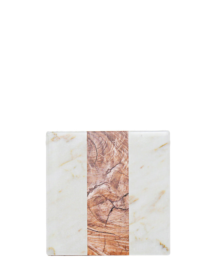 Kitchen Life 4 Piece Square Shaped Coaster Set - White