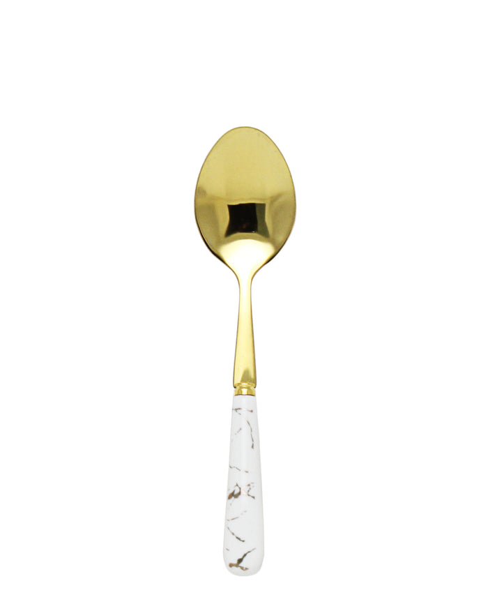 Kitchen Life 6 Piece Golden Spoon Set - White & Gold