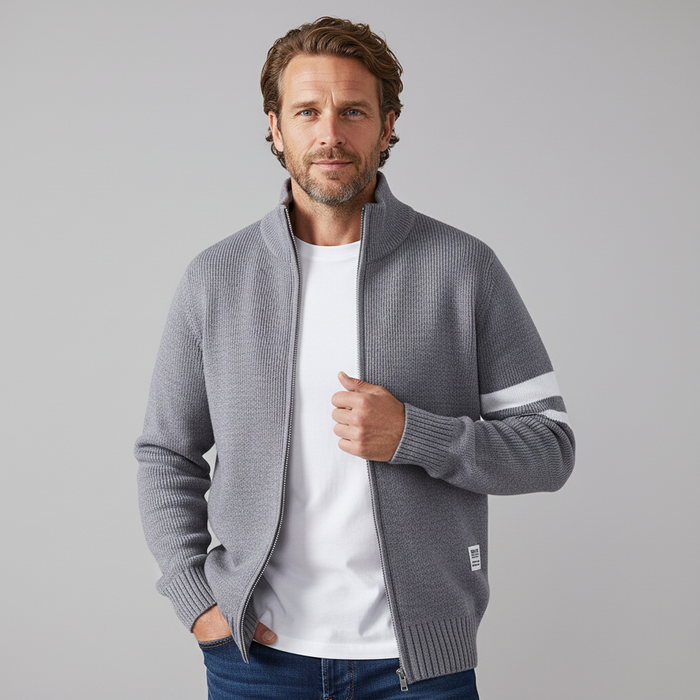 Close-up of the Knit Zip Sweater knit texture