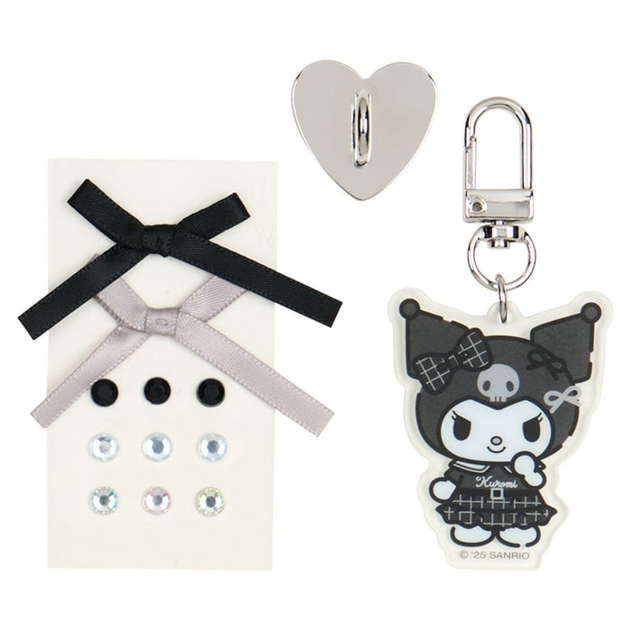 Kuromi Smartphone Charm Set (Silver Houndstooth Series) Accessory Japan Original