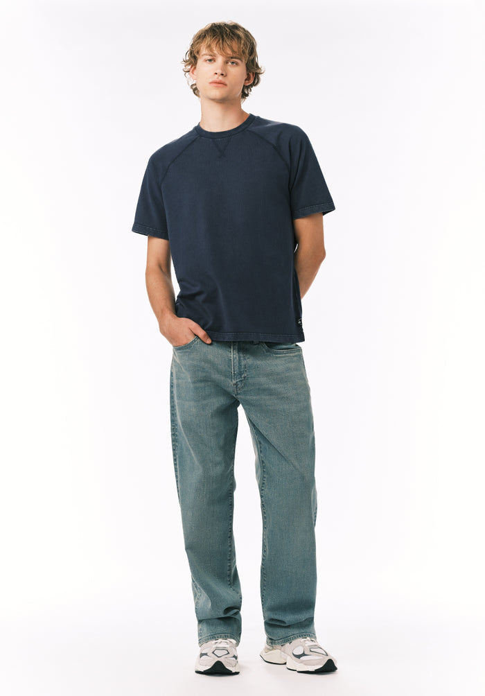 Buffalo Men Tops Navy Knit Knit Long Sleeve Crew Neck Short Sleeve