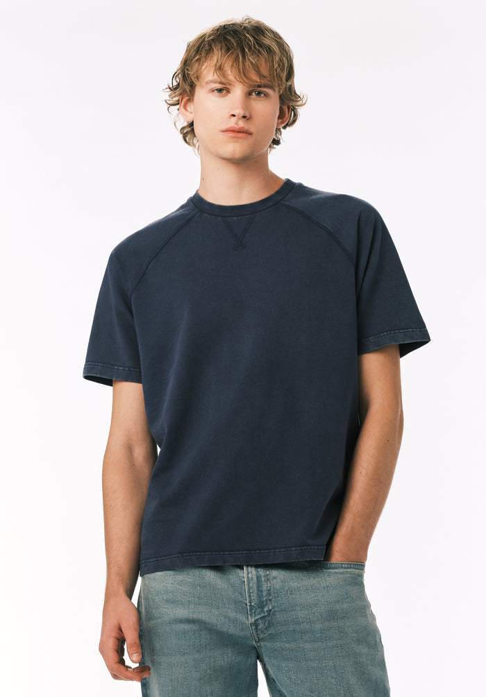 Buffalo Men Tops Navy Knit Knit Long Sleeve Crew Neck Short Sleeve