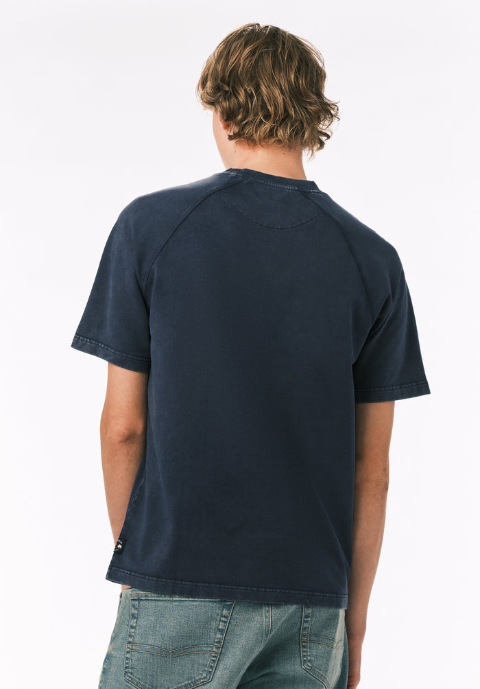 Buffalo Men Tops Navy Knit Knit Long Sleeve Crew Neck Short Sleeve