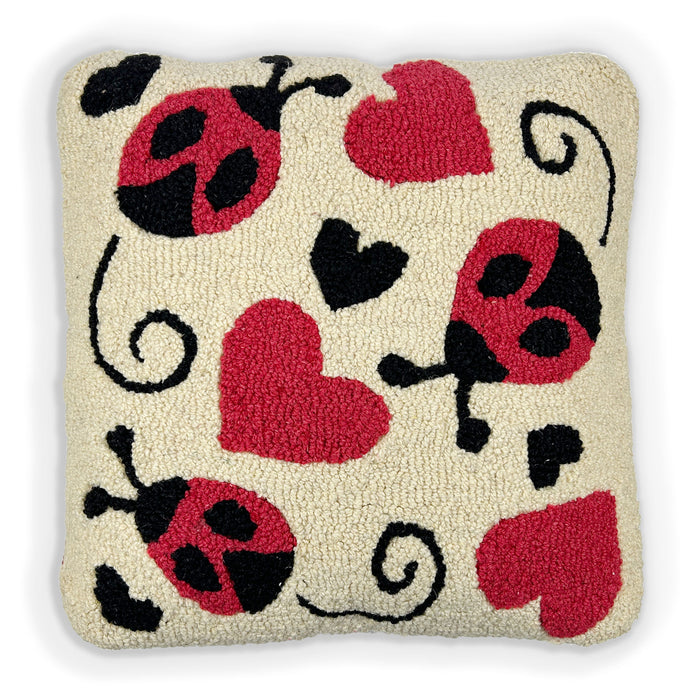 Ladybug Love Hooked Pillow