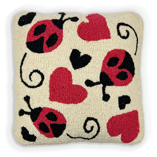 Ladybug Love Hooked Pillow