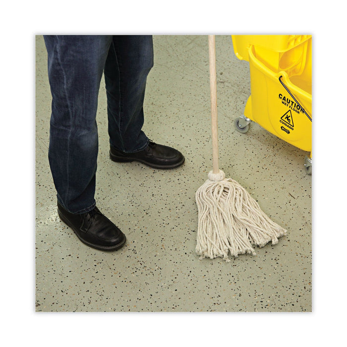 Large Cotton Deck Mop This Large Cotton Deck Mop with Wood Handle is handmade and is the perfect versatile wet mop for both indoor and outdoor cleaning jobs. Its sturdy handle  and is wire wound with a cotton mop head for optimal absorption-LCDM45 Hannah's Variety Store