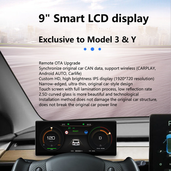 LCD Instrument Cluster Retrofit with CarPlay Support for Tesla Model 3  Tesla Model Y