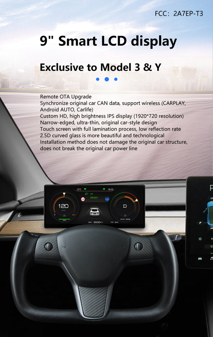 LCD Instrument Cluster Retrofit with CarPlay Support for Tesla Model 3  Tesla Model Y