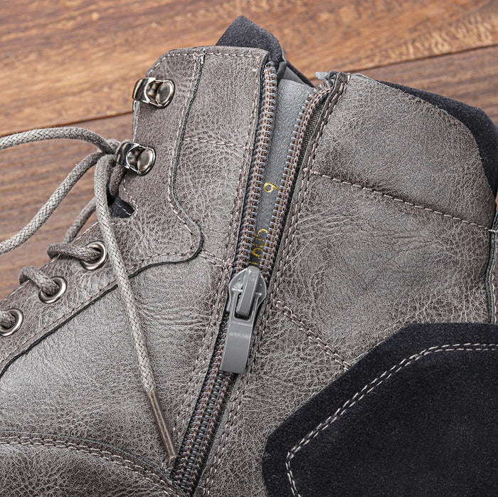 Léon Men’s Leather Ankle Boots – Lace-Up Casual Vintage Style Boots