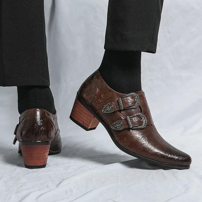 Leonardo Savarese Embossed Monk Strap Dress Arch Support Shoes