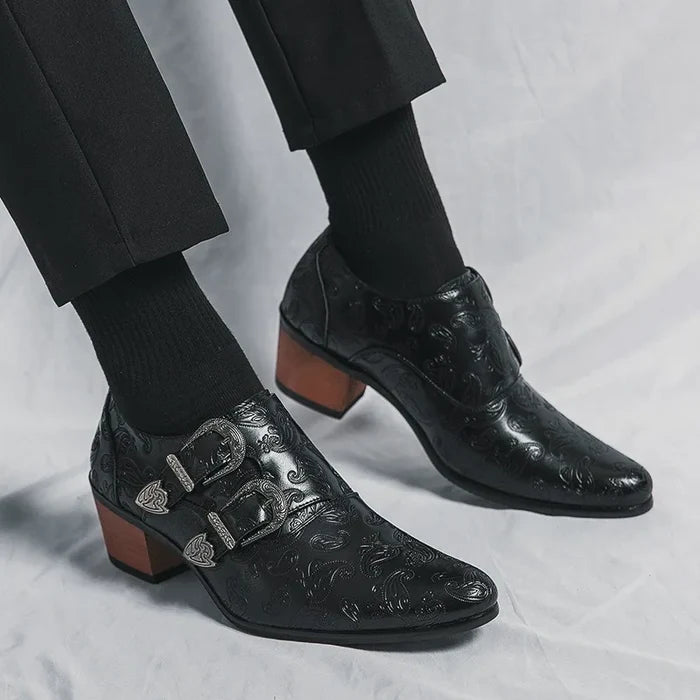 Leonardo Savarese Embossed Monk Strap Dress Arch Support Shoes