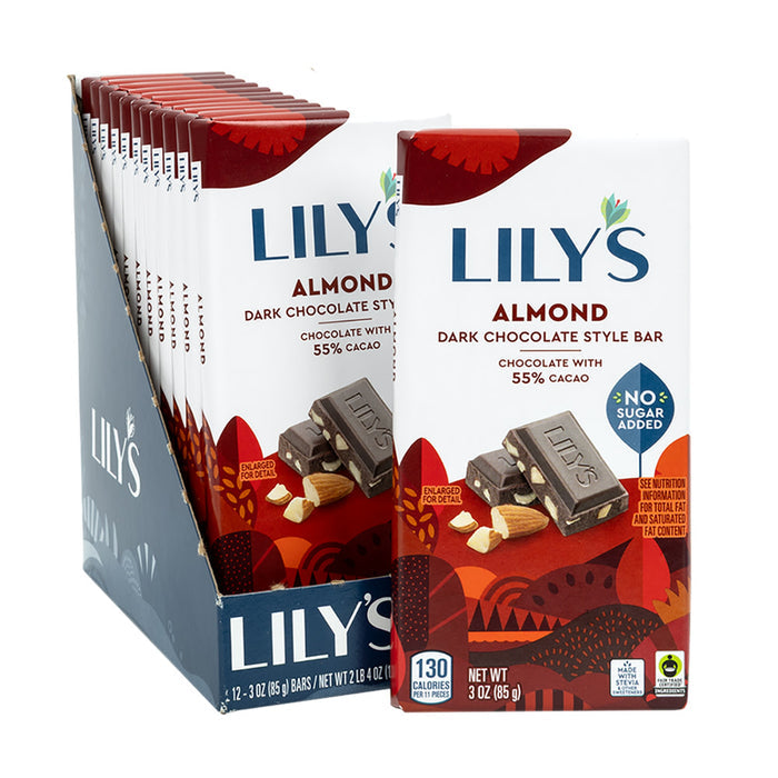 Lily's Almond Dark Chocolate 55% Candy Bars - 12 Count