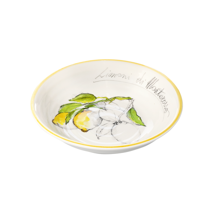 Decorative ceramic bowl with lemon and olive design