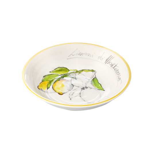 Decorative ceramic bowl with lemon and olive design