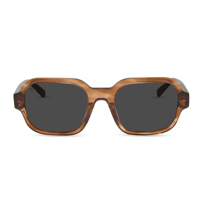 aspyn ovard x diff eyewear featuring the lola square prescription sunglasses with a tortoise frame front view