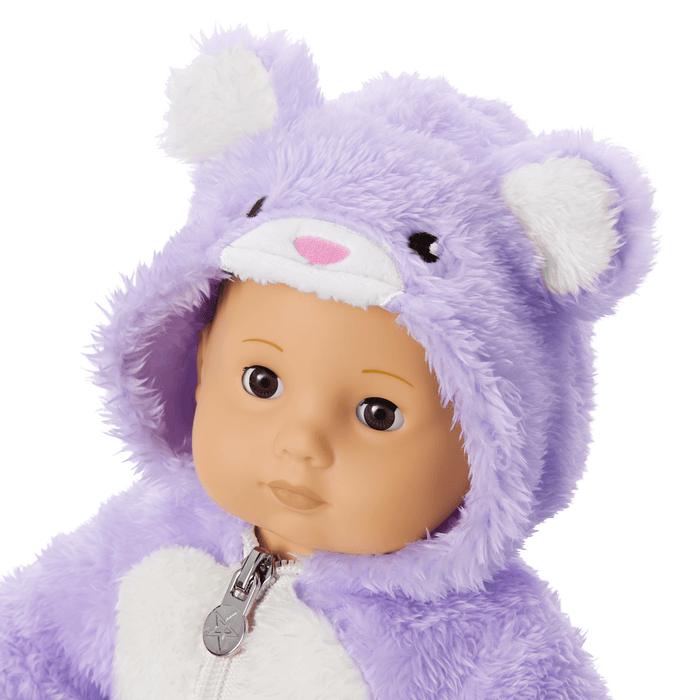 Lovable Lavender Bear One-Piece Outfit for Bitty Baby® Dolls
