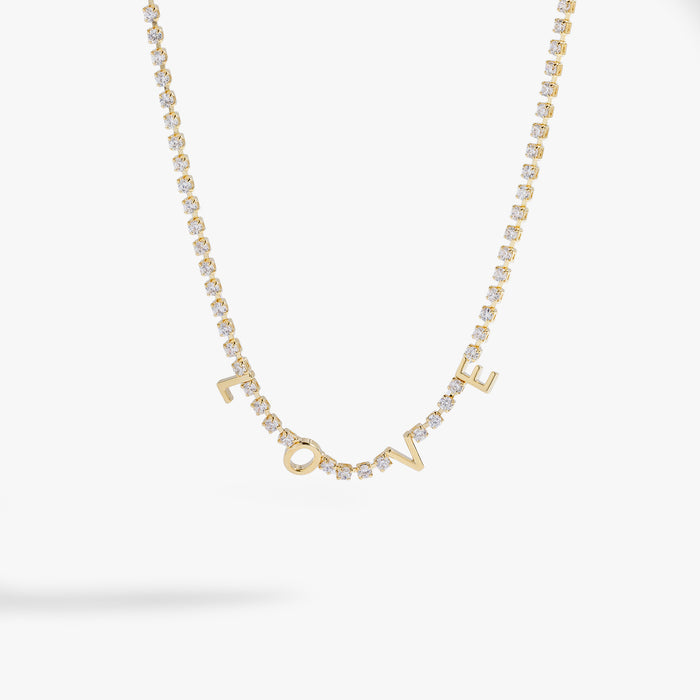 "Love" Crystal Tennis Necklace