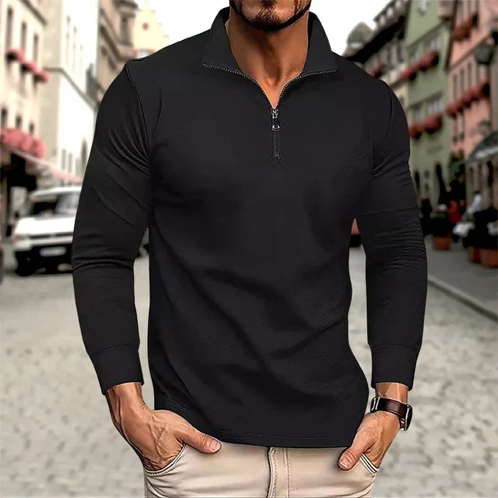 Luca Perron Men’s Long Sleeve Zip Polo Shirt