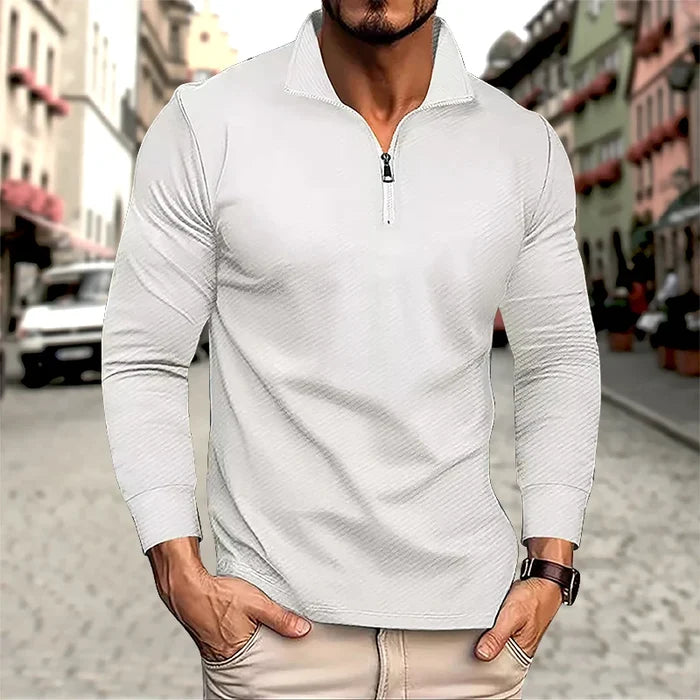 Luca Perron Men’s Long Sleeve Zip Polo Shirt