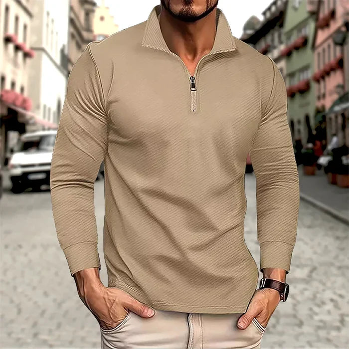 Luca Perron Men’s Long Sleeve Zip Polo Shirt