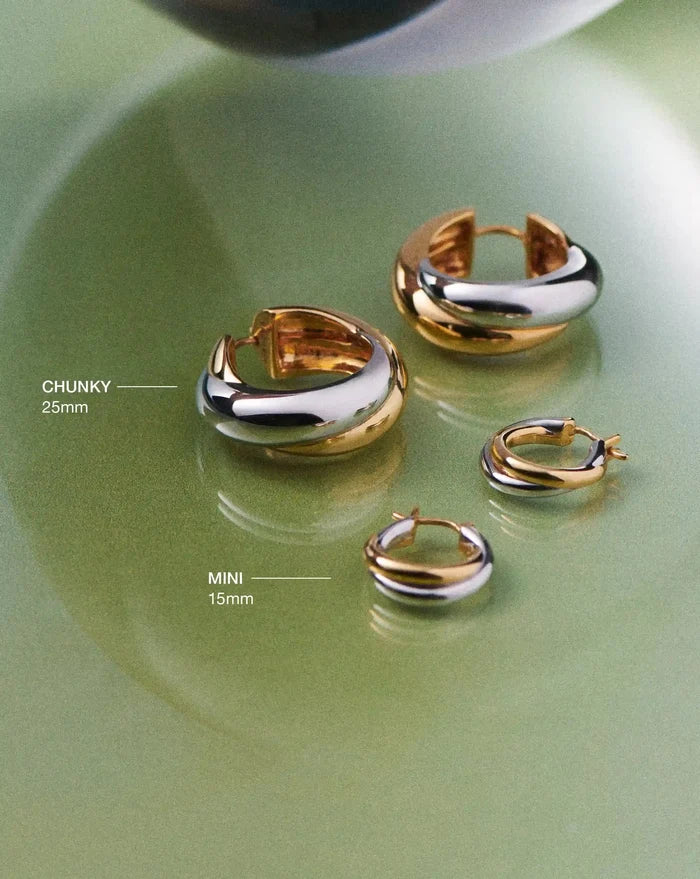 Lucy Williams Chunky Entwine Medium Hoop Earrings | Mixed Metal Earrings Missoma