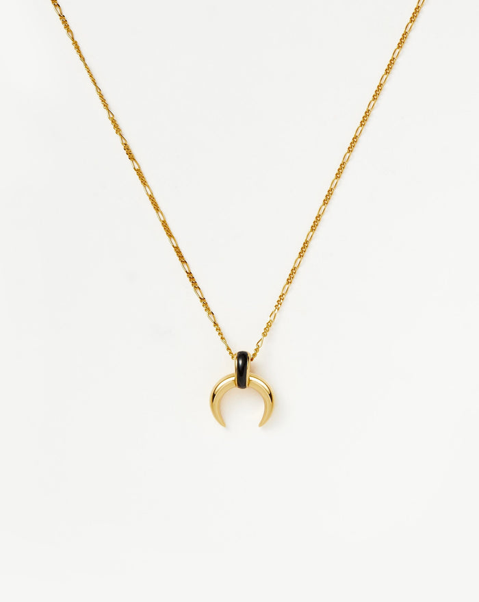 Lucy Williams Black Onyx Horn Pendant Necklace | 18ct Gold Plated Vermeil/Black Onyx Necklaces Missoma