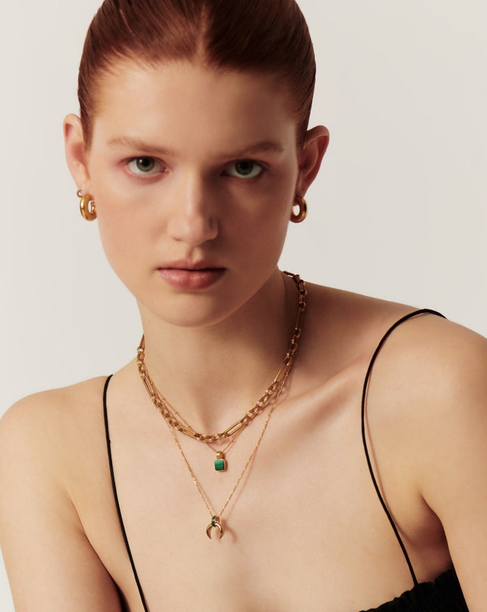 Lucy Williams Malachite Horn Pendant Necklace | 18ct Gold Plated Vermeil/Malachite Necklaces Missoma