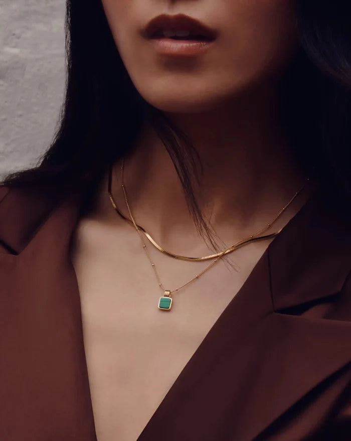 Lucy Williams Square Malachite Necklace | 18ct Gold Vermeil/Malachite Necklaces Missoma