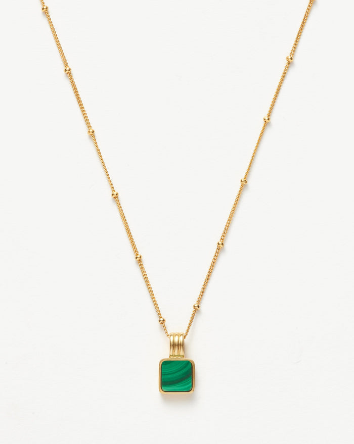 Lucy Williams Square Malachite Necklace | 18ct Gold Plated Vermeil/Malachite Necklaces Missoma
