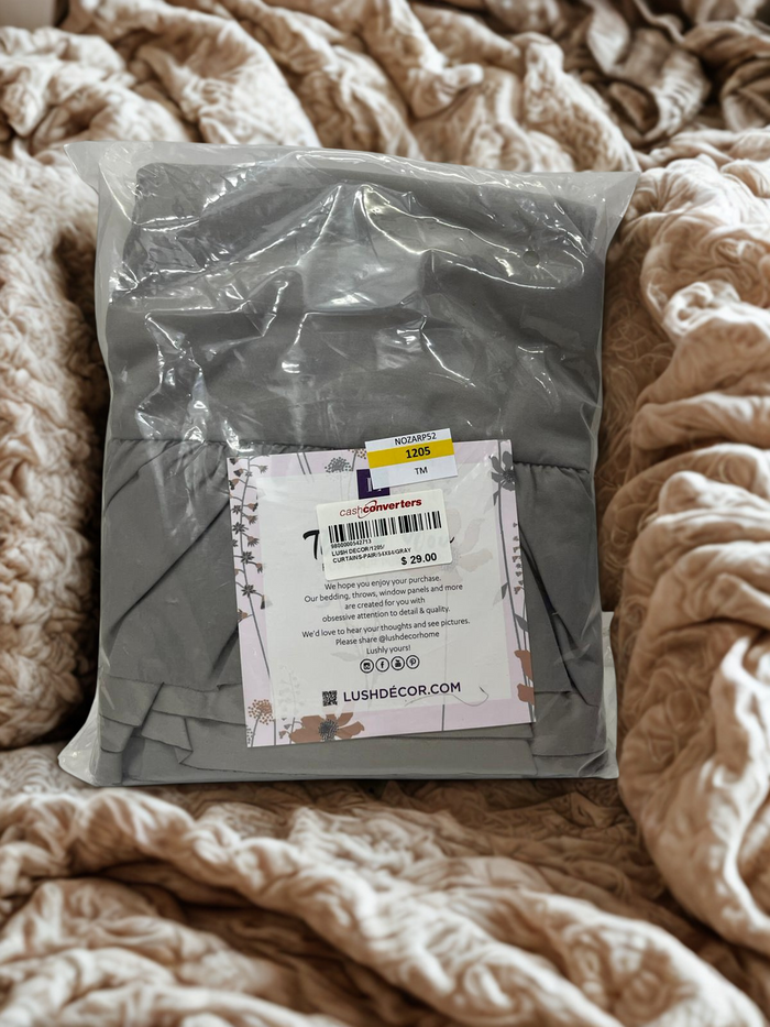 Lush Decor Reyna Ruffle Window Curtain Panel Set Pair 54in W X 84in L Gray Flowy Curtain Set