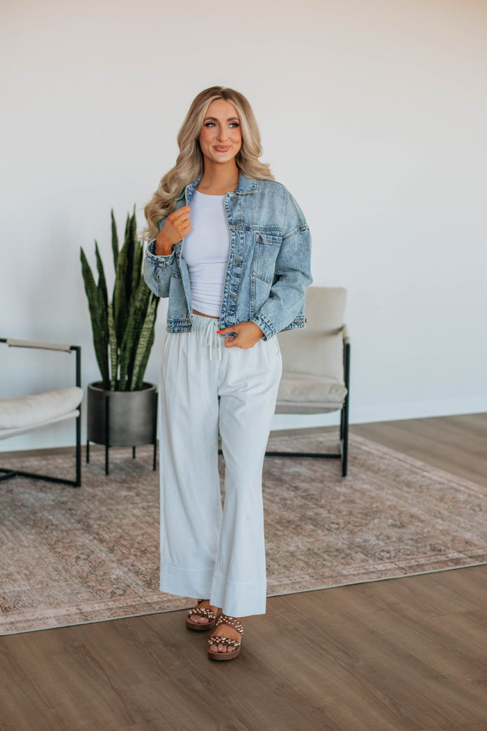 Luvan Striped Pants - Ivory Mix