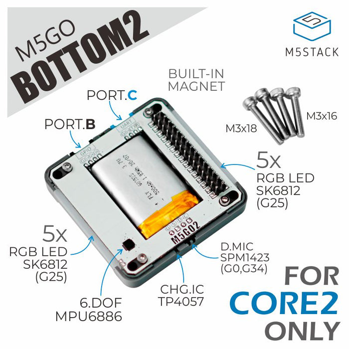 M5GO Battery Bottom2 (for Core2 only) - m5stack-store