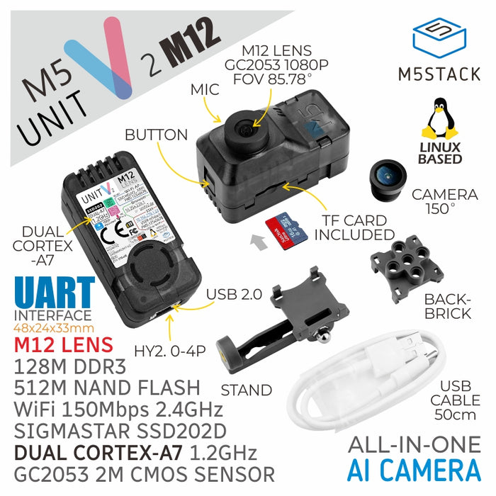 M5Stack UnitV2 M12 Version with Cameras - m5stack-store