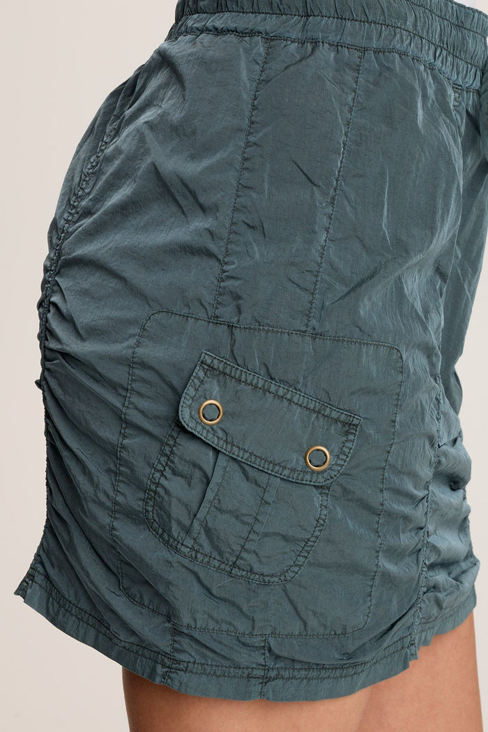XCVI Marley Ruched Sporty Cargo Mini Skirt