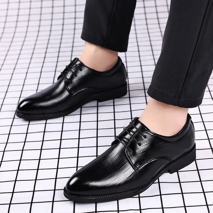 Maurizio Vellani Classic Pointed Oxford Leather Dress Orthopedic Shoes