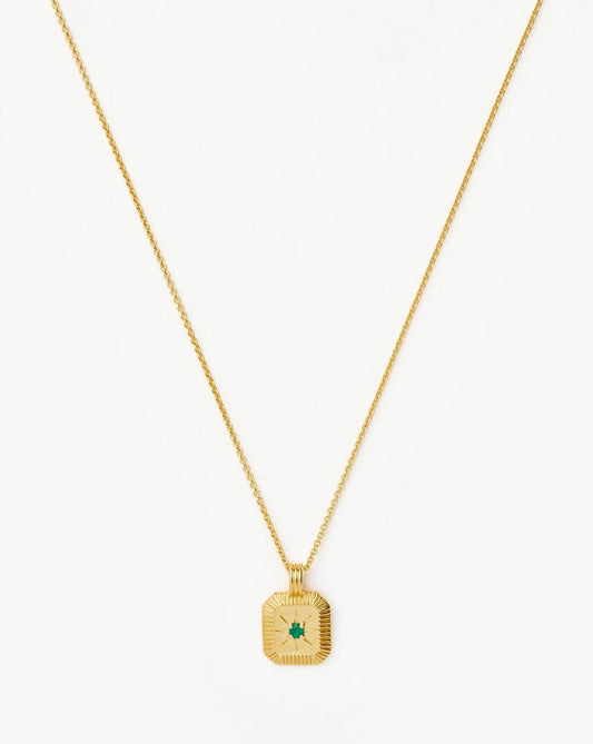 Star Ridge Birthstone Pendant Necklace | 18ct Gold Vermeil/Dyed Green Chalcedony Necklaces Missoma