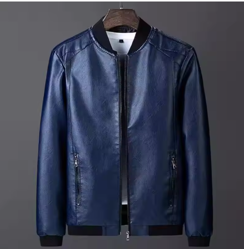 Men's Baseball Collar Leather Jacket