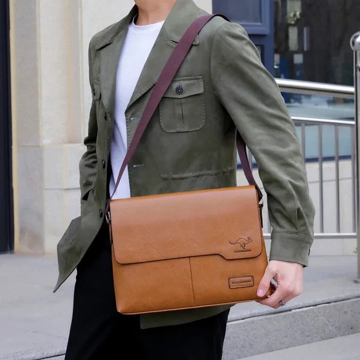 Men’s Business Leather Crossbody Messenger Bag for iPad