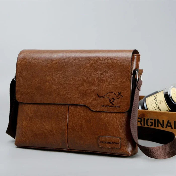 Men’s Business Leather Crossbody Messenger Bag for iPad