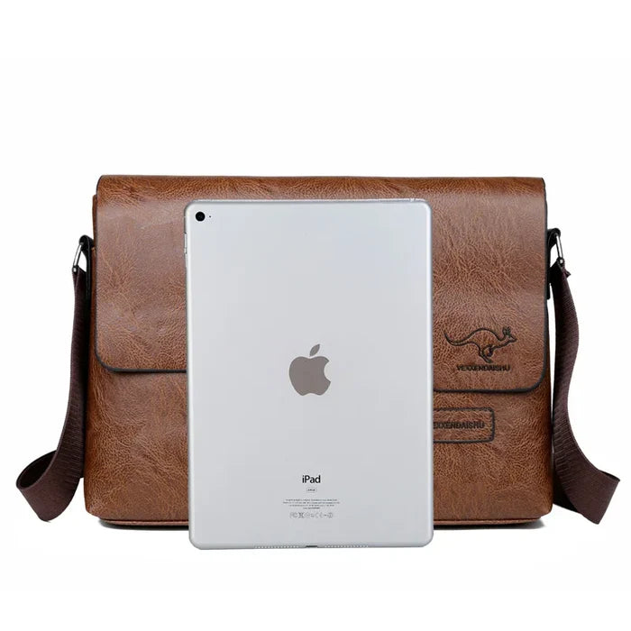 Men’s Business Leather Crossbody Messenger Bag for iPad