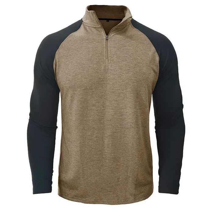 Men's Color Block Quarter Zip Pullover Shirt