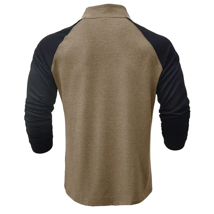 Men's Color Block Quarter Zip Pullover Shirt