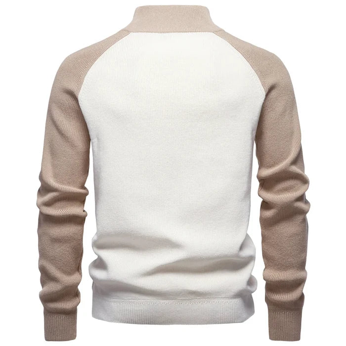 Men's Cotton Mock Neck Pullover Sweater Quarter Zip
