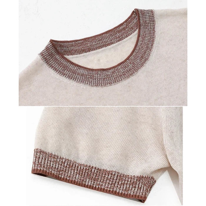 Men's Lyocell Linen Knitted Crew Neck T-Shirt Breathable