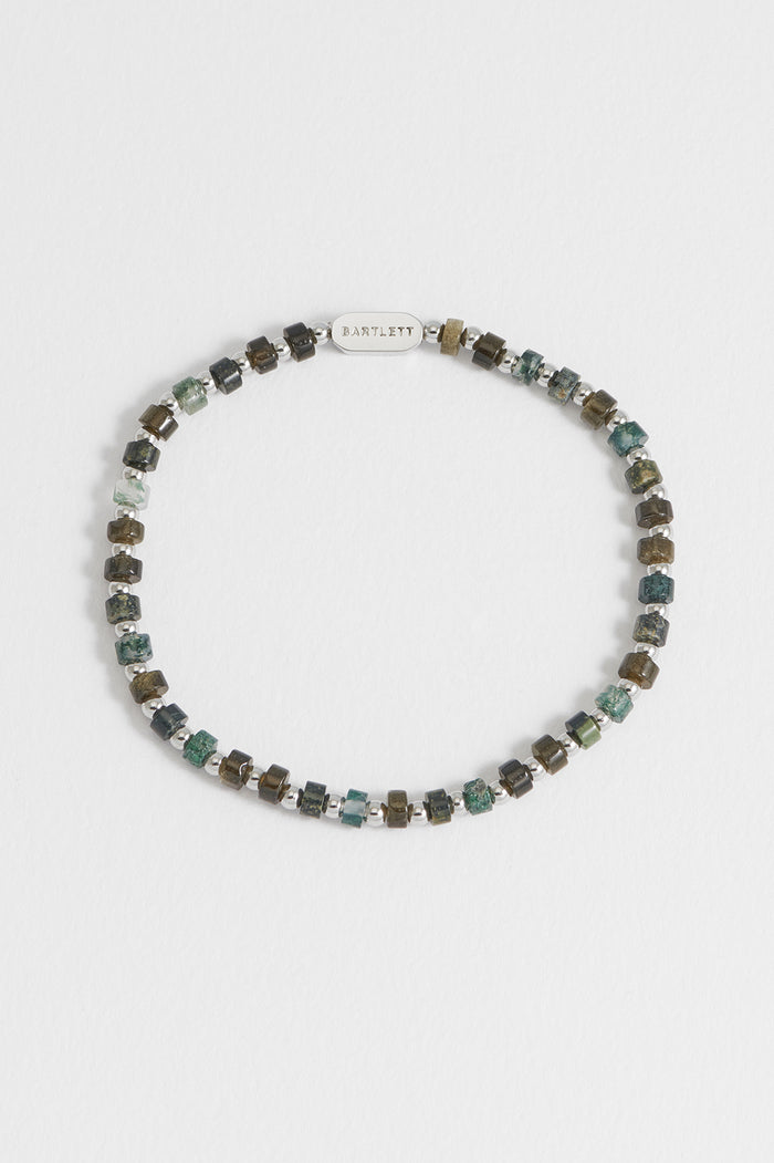 Men's Mixed Green Gemstone Rondelle Bracelet