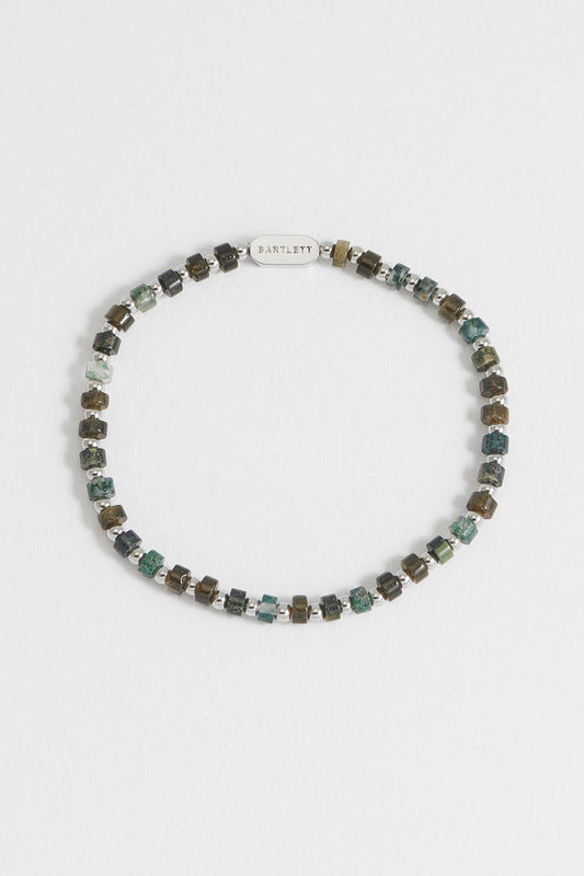 Men's Mixed Green Gemstone Rondelle Bracelet
